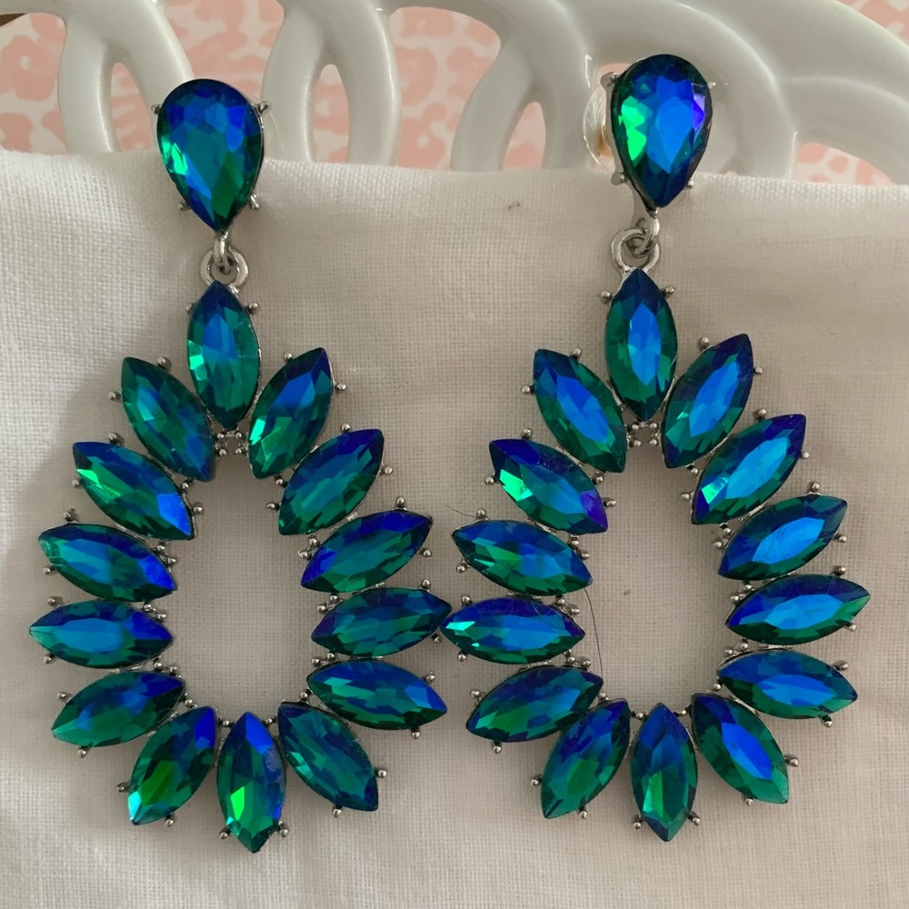 COPY - Fancy Teal Crystal Earrings